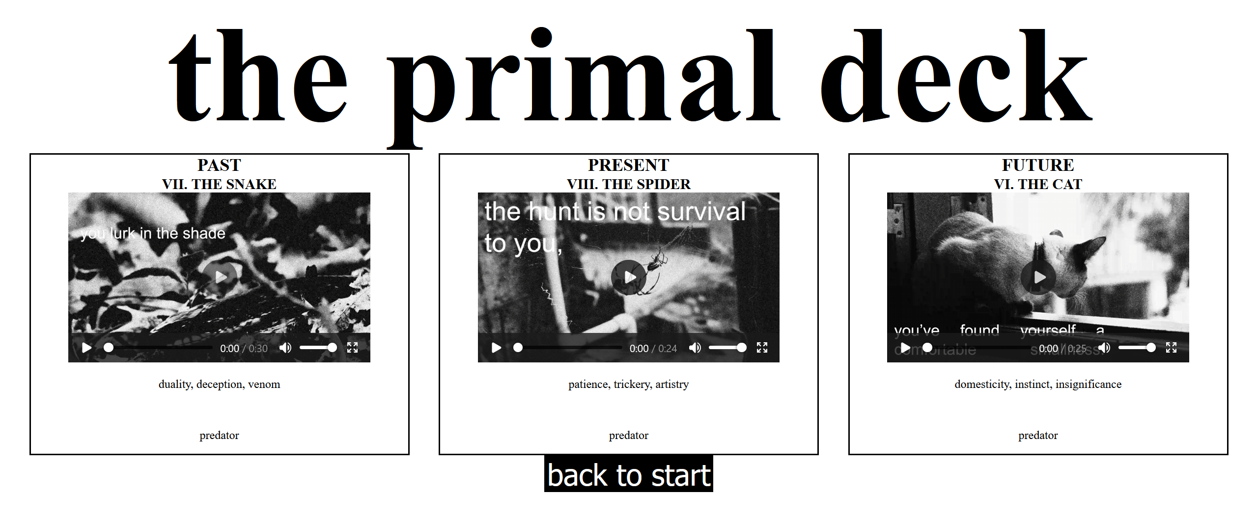 A screenshot of the Primal Deck website.
